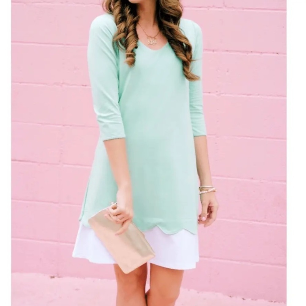 DUFFIELD LANE Newberry Dress Tea Knee Length Mint Green Size L Modal